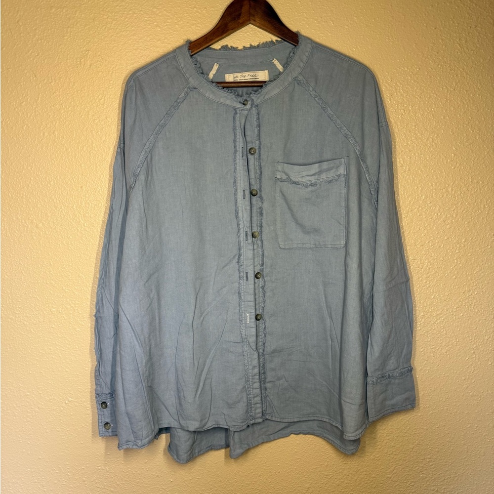 Free People Light Blue Button-Up Shirt